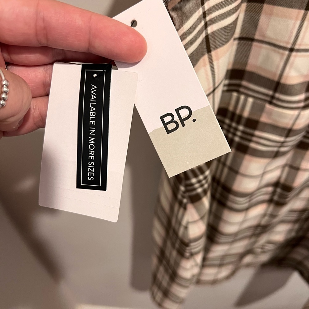BP. Preppy Woven Minidress Ivory / Pink / Brown Plaid (NWT!) - Picture 5 of 5